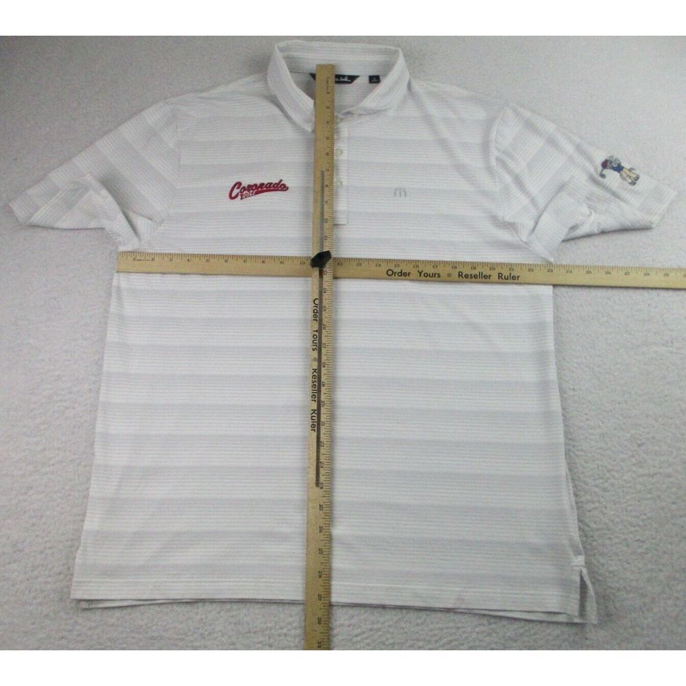 Travis Mathew Polo Shirt Mens XL Coronado White Striped Embroidered Short Sleeve - Picture 6 of 9